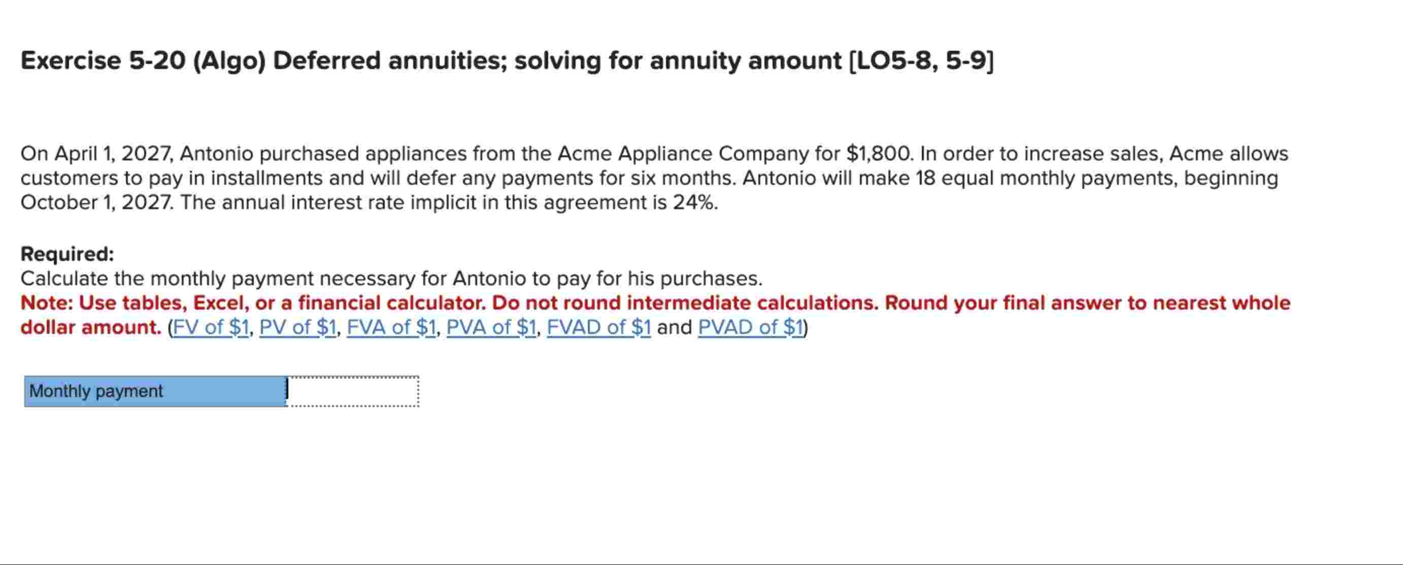 Exercise 5 - 2 0 ( Algo ) Deferred annuities;