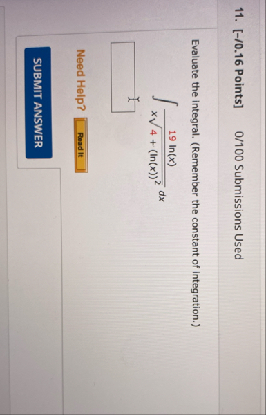 [ - / 0 . 1 6 Points ] 0 / 1 0 0 Submissions Used