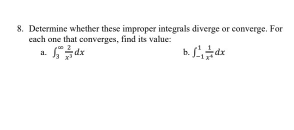 Determine whether these improper integrals