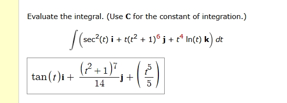 C for the constant o f integration. ( s e c 2 ( t