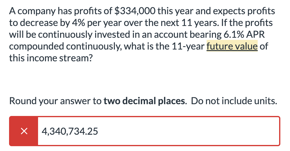 A company has profits of $ 3 3 4 , 0 0 0 this