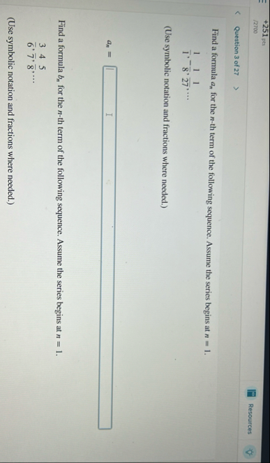 2 5 1 p t s 1 2 7 0 0 Resources Question 3 of 2 7