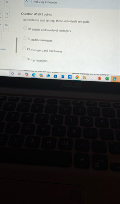 1 7 2 D ) reducing influence Question 4 5 ( 0 . 5