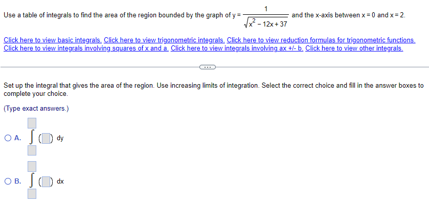 Use a table o f integrals t o find the area o f