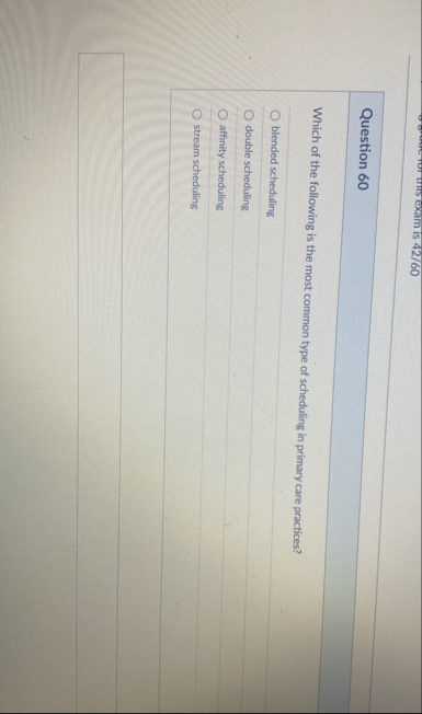 this exam is 4 2 6 0 Question 6 0 Which of the