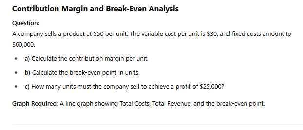 Contribution Margin and Break - Even Analysis