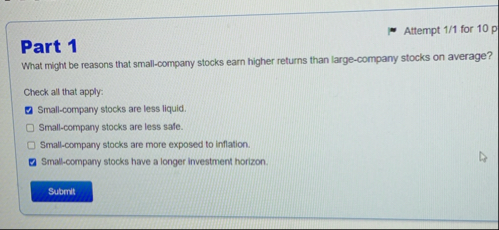 Attempt 1 1 for 1 0 p Part 1 What might be