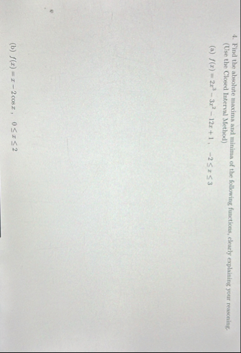 Find the absolute maxima and minima of the