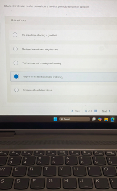 Which ethical value can be drawn from a law that