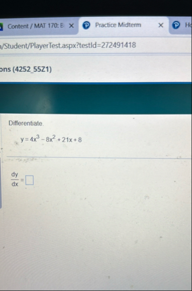Content / MAT 1 7 0 : B Practice Midterm /