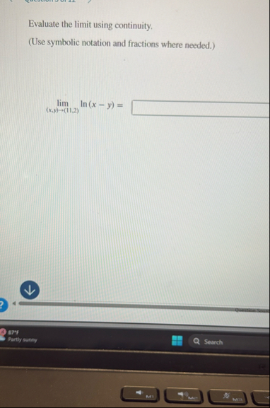 Evaluate the limit using continuity. ( Use