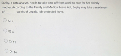 Sophy, a data analyst, needs to take time off