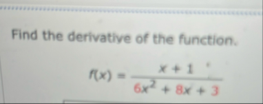 Find the derivative of the function. f ( x ) = x