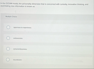 In the OCEAN model, the perionality dimension