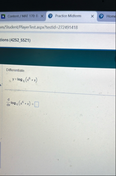 Content / MAT 1 7 0 : B Practice Midterm Home m /