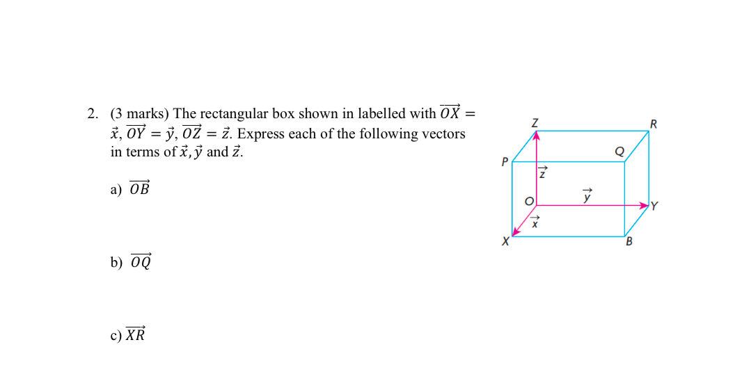 ( 3 marks ) The box shown i n labelled with vec (