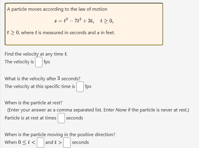 A particle moves according t o the law o f motion