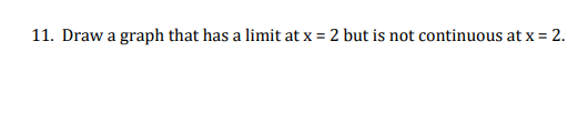 1 1 . Draw a graph that has a limit at \ ( \