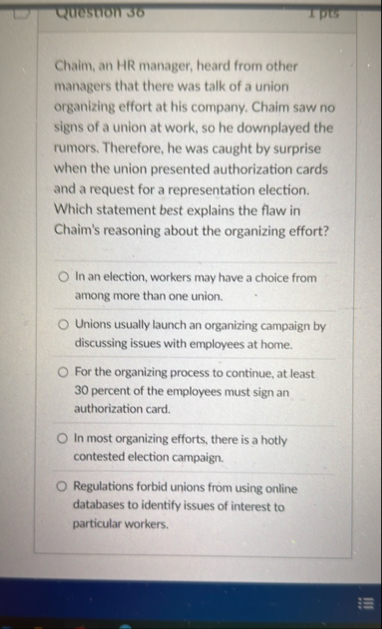 Questionso 1 7 pis Chaim, an HR manager, heard