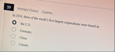 3 9 Multiple Choice 2 points In 2 0 1 6 , three