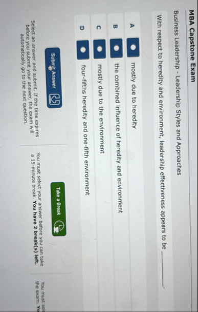 MBA Capstone Exam Business Leadership -