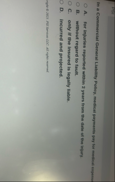PSI In a Commercial General Liability Policy,