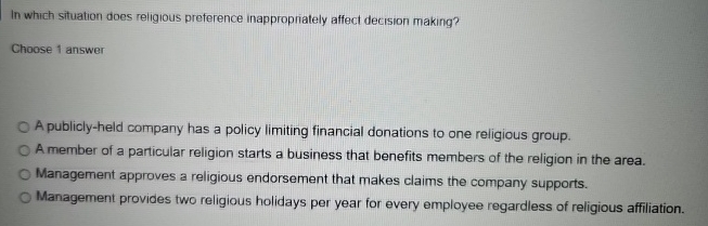 In which situation does religious preference