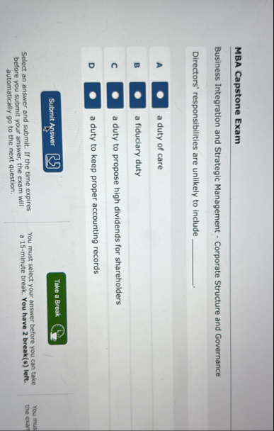 MBA Capstone Exam Business Integration and