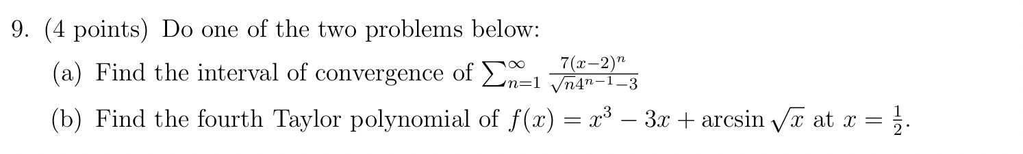 Indicate which you pick. D o not use a n integral