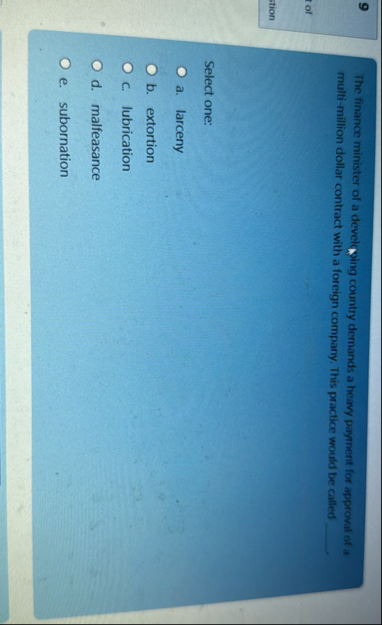 9 The finance minister of a developing country