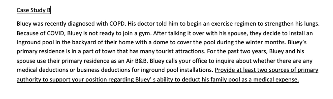 Case Study B Bluey was recently diagnosed with