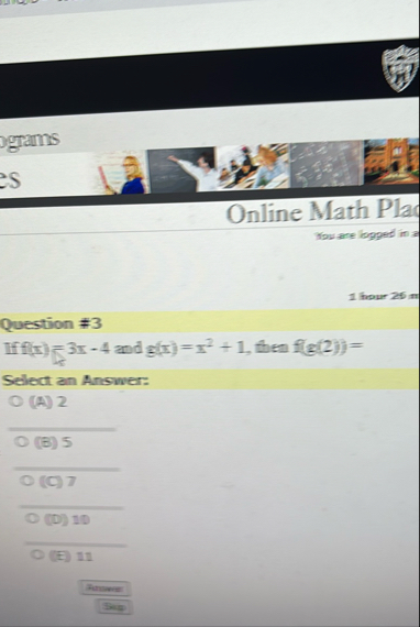 Online Math Plad How are logped in a 1 1 hour 2 6