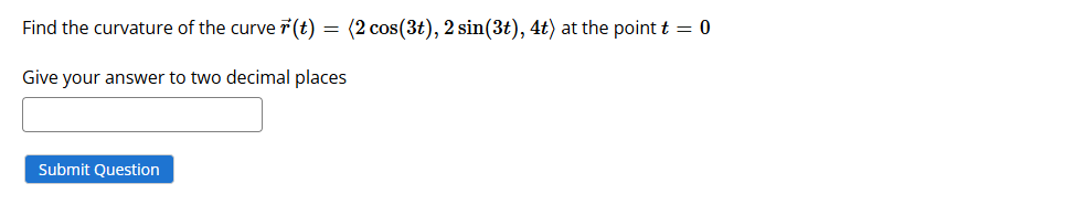 Find the curvature o f the curve vec ( r ) ( t )