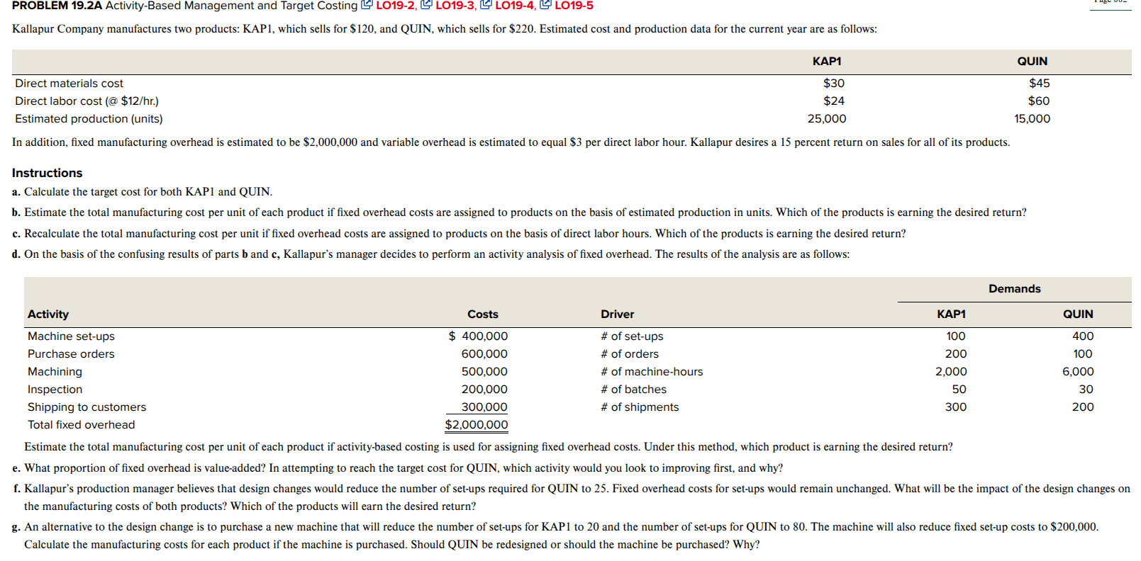 PROBLEM 1 9 . 2 A Activity - Based Management and