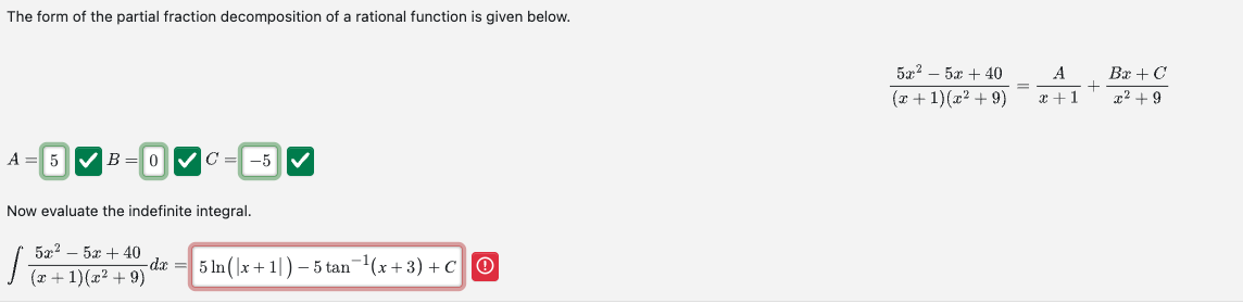 The form o f the partial fraction decomposition o