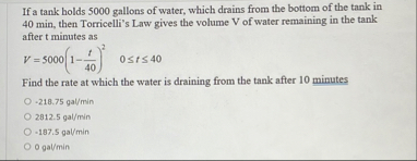 If a tank holds 5 0 0 0 gallons of water, which
