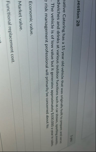 uestion 2 8 eative Catering has a 1 5 year old