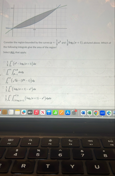 Consider the region bounded by the curves y = 1 2