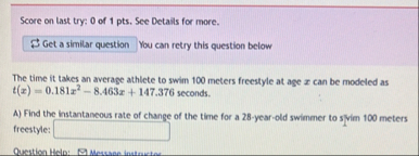 Score on Last try: 0 of 1 pts . See Details for