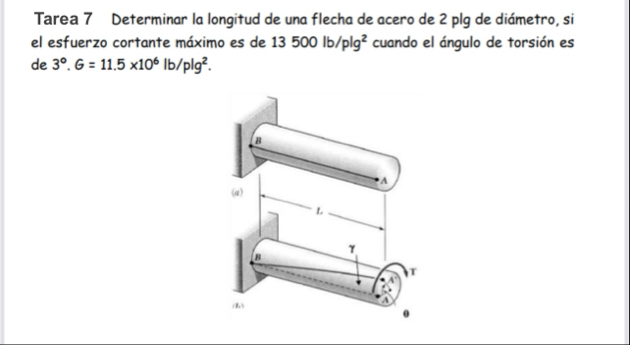 Determinar la longitud de una flecha de acero de