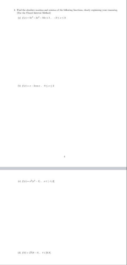 Find the absolute maximum and minimum of the