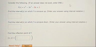 Consider the following. ( If an answer does not