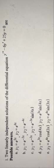 Two linearly independent solutions of the