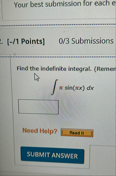 Your best submission for each e [ - / 1 Points ]