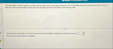 A 1 0 - foot ladder is leaning against a virical