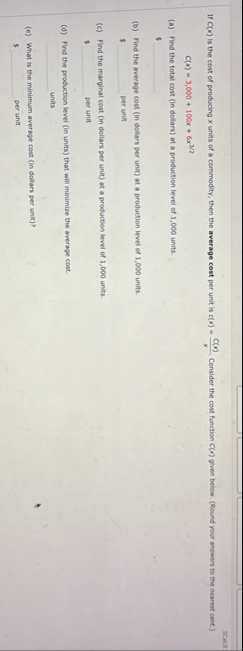 Scals If C ( x ) is the cost of producing x units