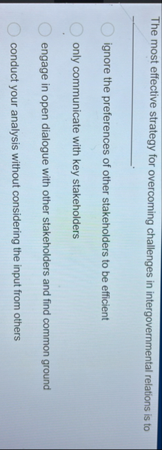 The most effective strategy for overcoming