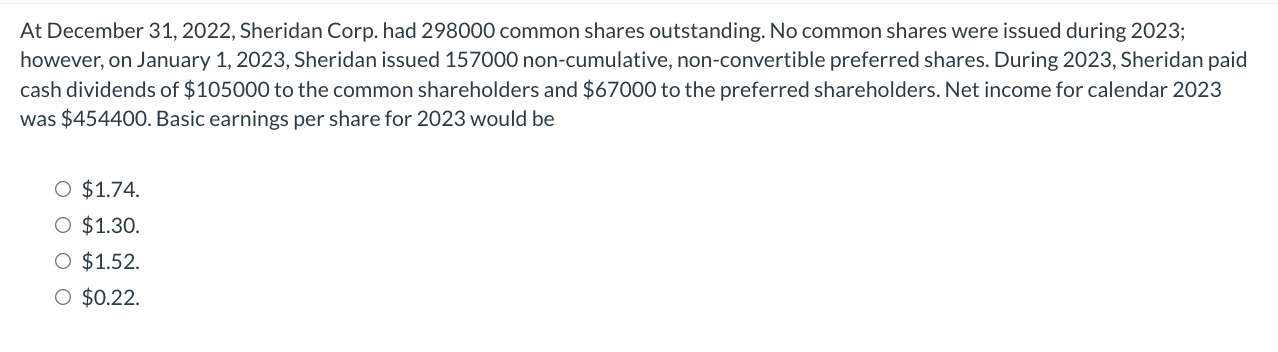 At December 3 1 , 2 0 2 2 , Sheridan Corp. had 2