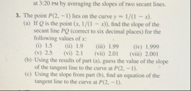at 3 : 2 0 PM by averaging the slopes of two