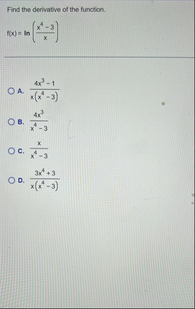 Find the derivative of the function. f ( x ) = l